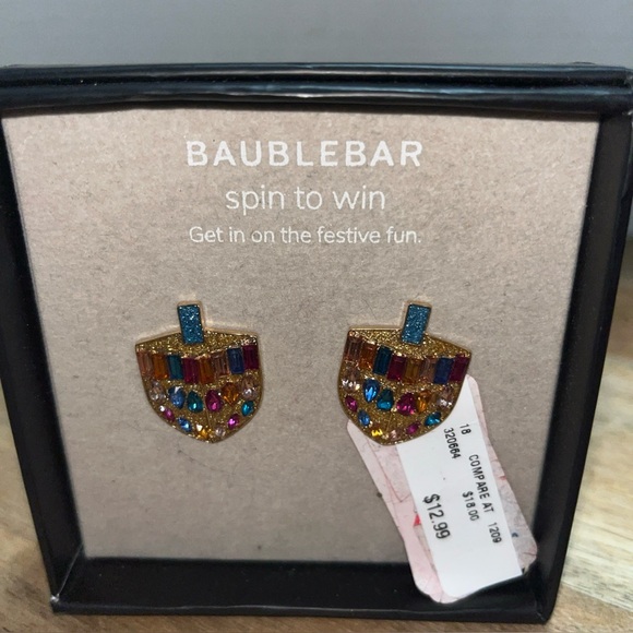 BaubleBar  Dreidels Gimel "Spin & Win" Holiday Stud Earrings, NWT $44 - Picture 1 of 2
